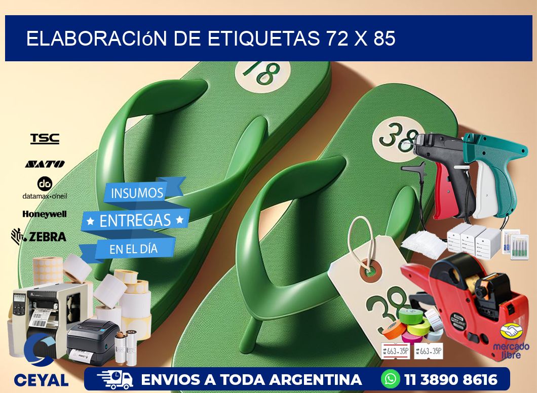 Elaboración de etiquetas 72 x 85