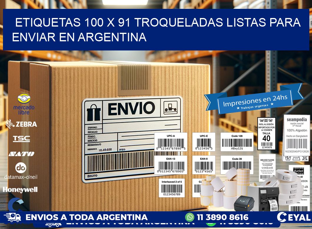 Etiquetas 100 x 91 troqueladas listas para enviar en Argentina