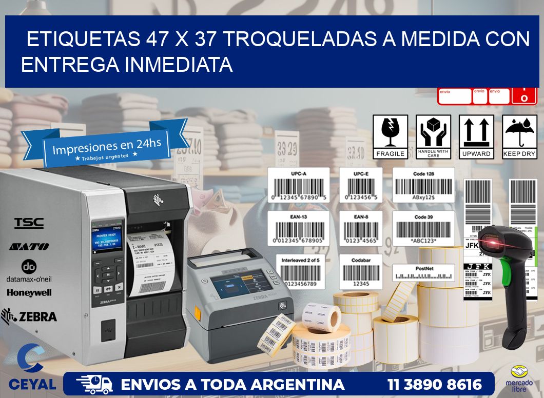 Etiquetas 47 x 37 troqueladas a medida con entrega inmediata