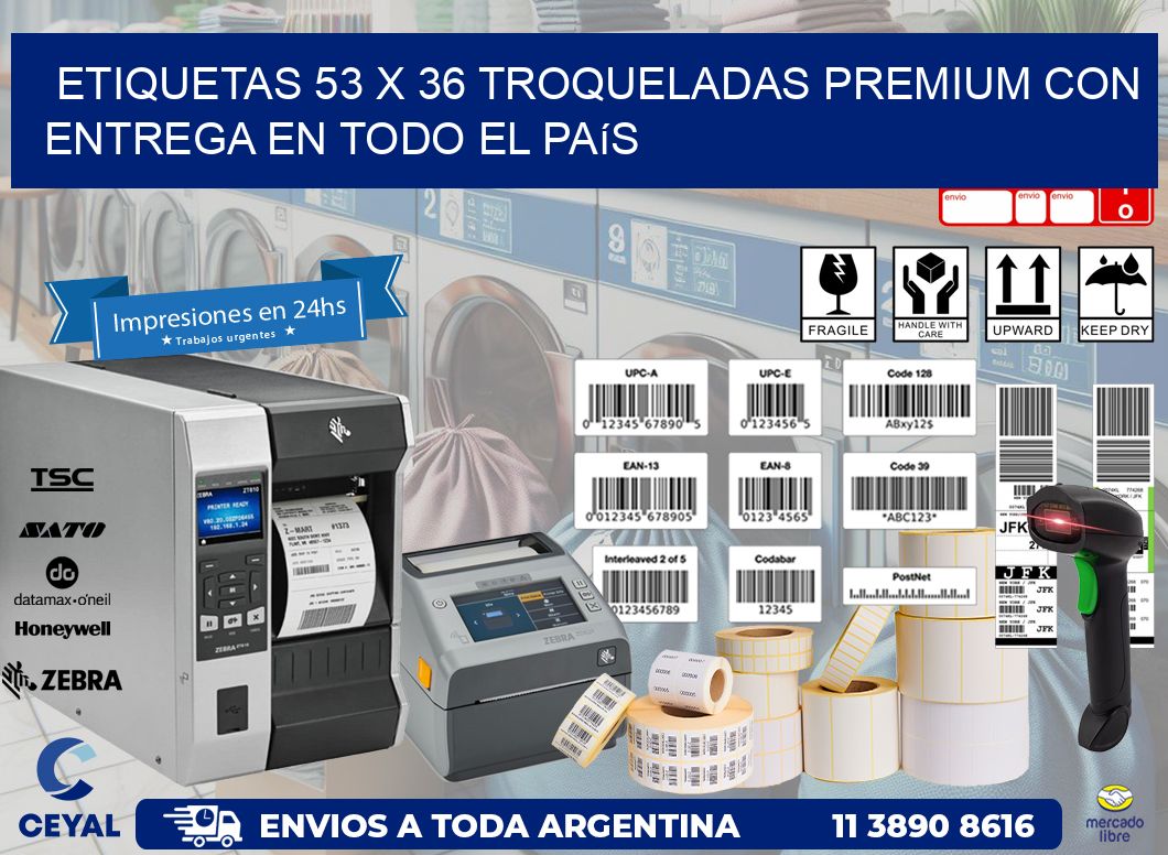 Etiquetas 53 x 36 troqueladas premium con entrega en todo el país