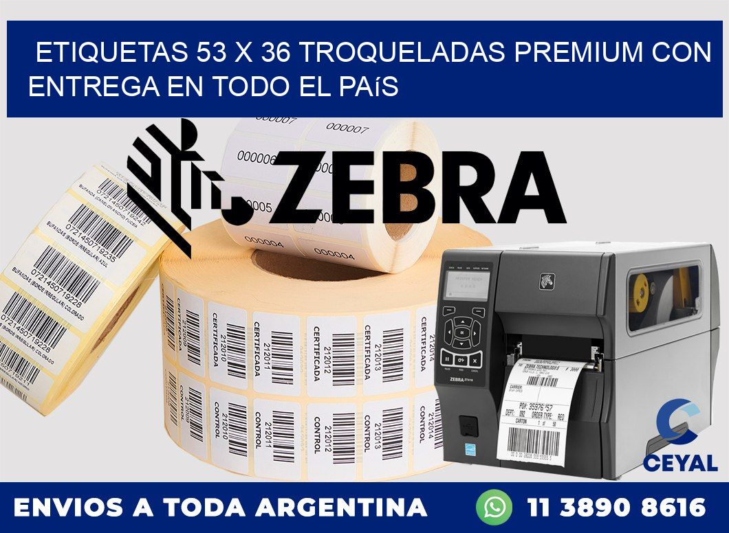 Etiquetas 53 x 36 troqueladas premium con entrega en todo el país