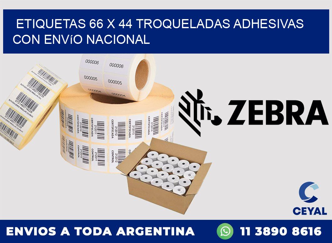 Etiquetas 66 x 44 troqueladas adhesivas con envío nacional