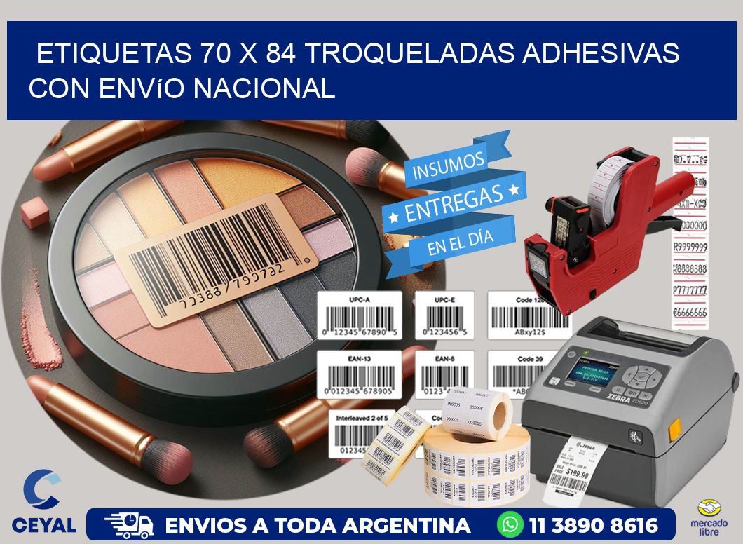 Etiquetas 70 x 84 troqueladas adhesivas con envío nacional