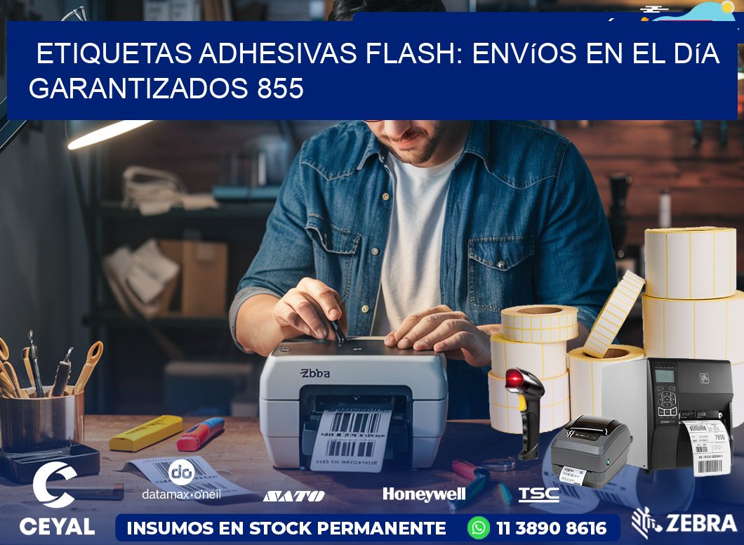 Etiquetas adhesivas Flash: Envíos en el Día Garantizados 855