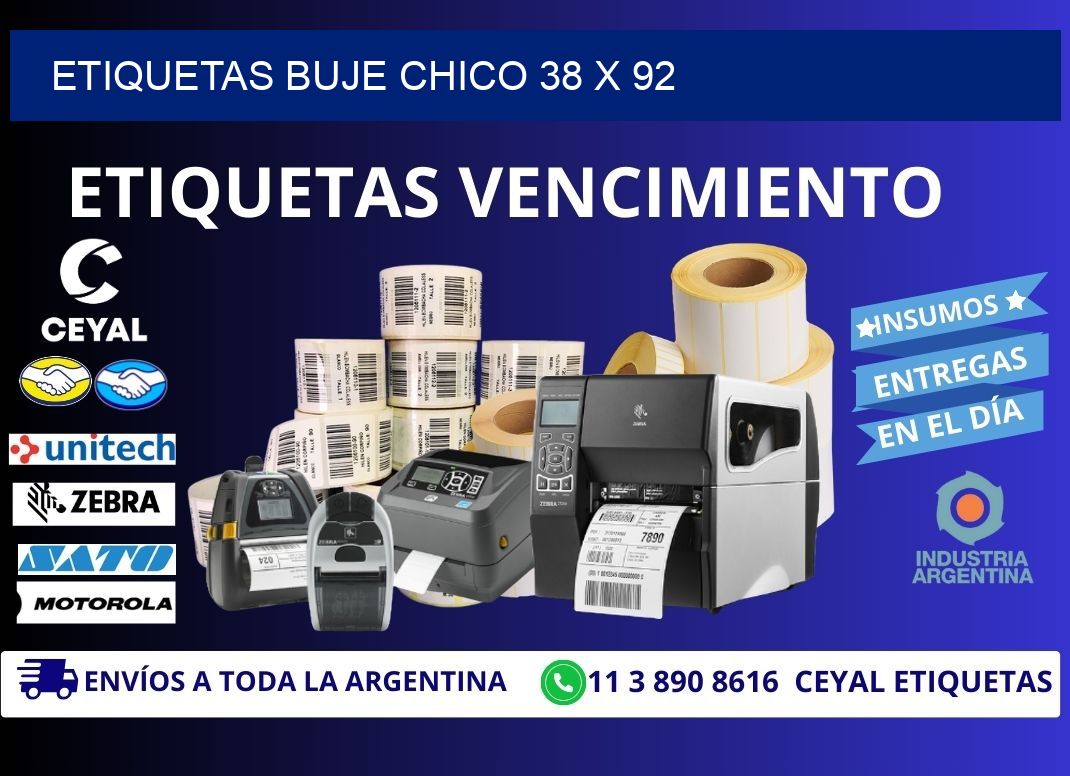 Etiquetas buje chico 38 x 92