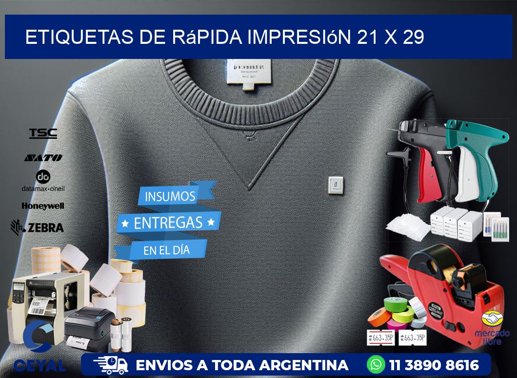 Etiquetas de rápida impresión 21 x 29
