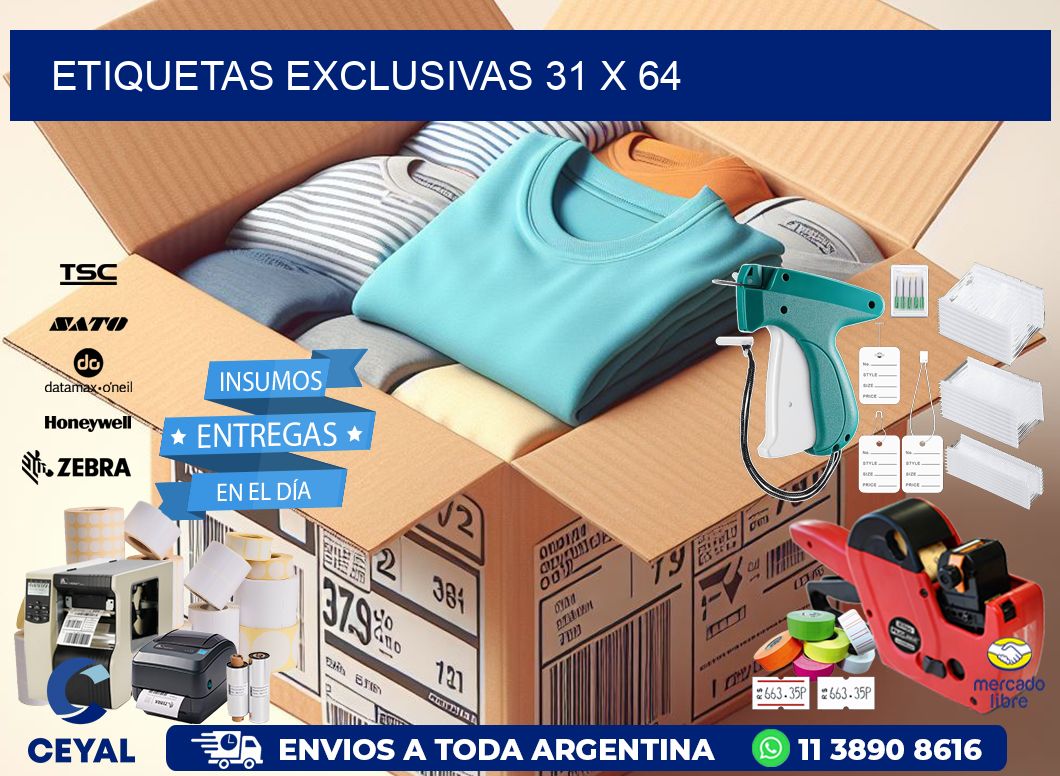 Etiquetas exclusivas 31 x 64
