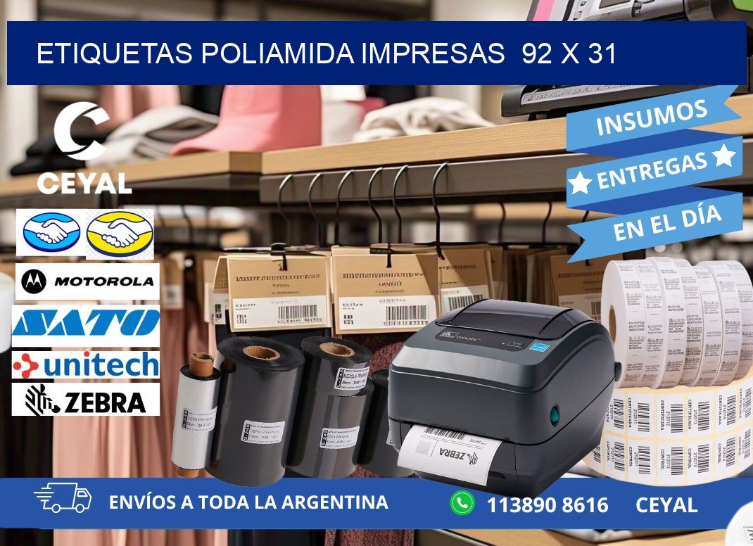Etiquetas poliamida impresas 92 x 31