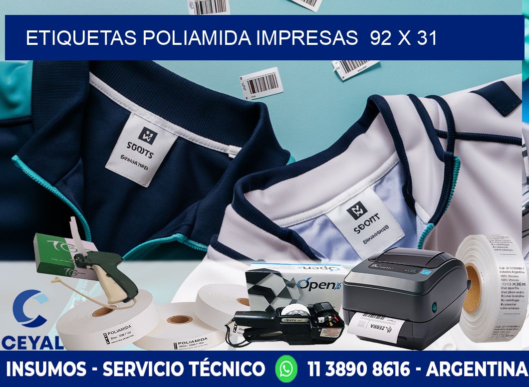 Etiquetas poliamida impresas  92 x 31