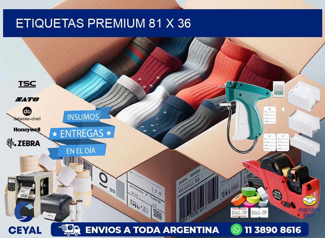 Etiquetas premium 81 x 36