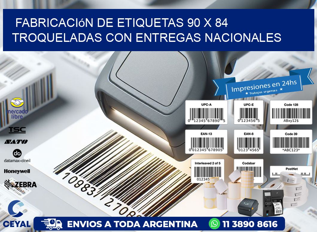 Fabricación de etiquetas 90 x 84 troqueladas con entregas nacionales