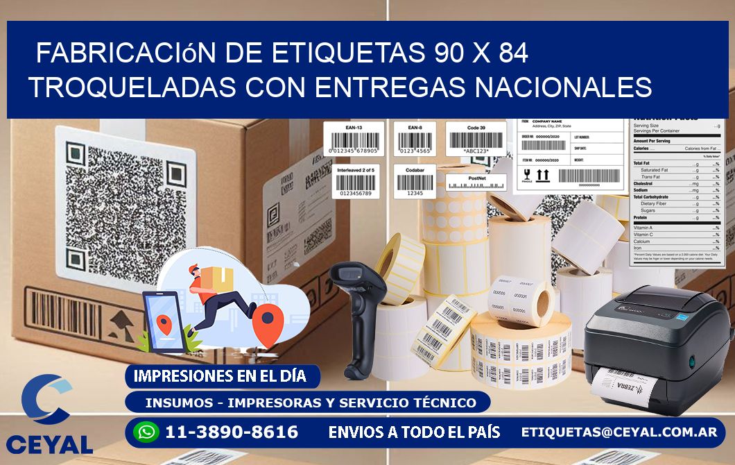 Fabricación de etiquetas 90 x 84 troqueladas con entregas nacionales