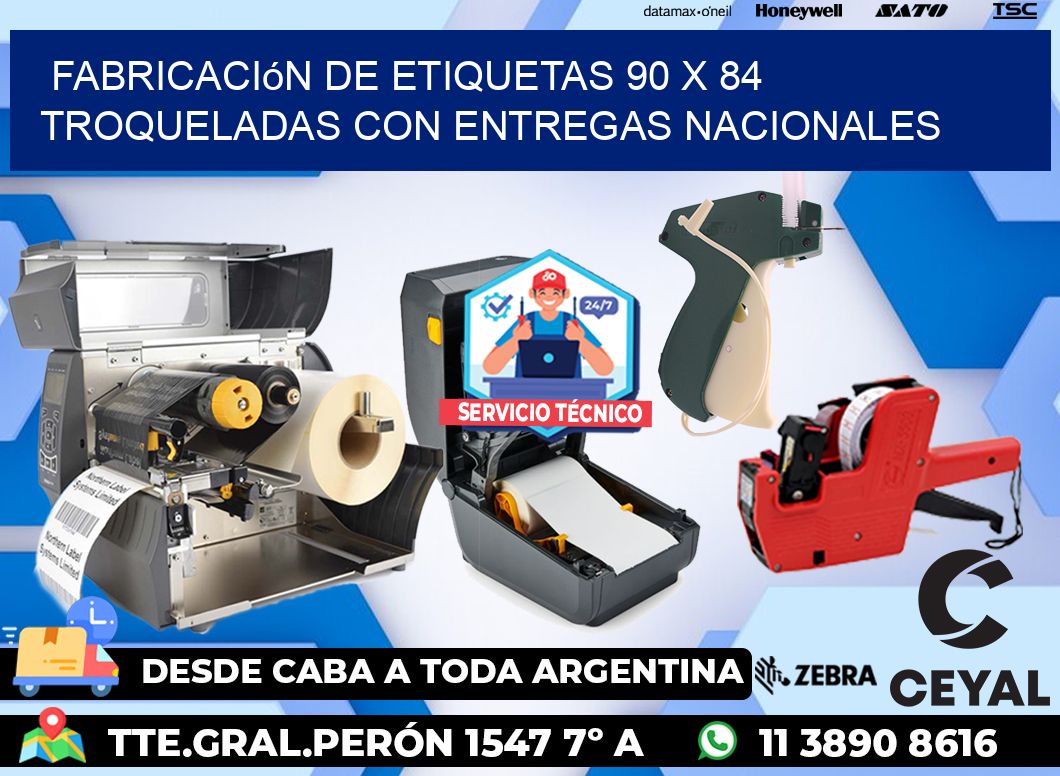 Fabricación de etiquetas 90 x 84 troqueladas con entregas nacionales