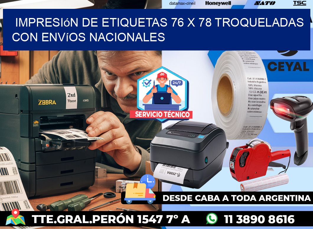 Impresión de etiquetas 76 x 78 troqueladas con envíos nacionales