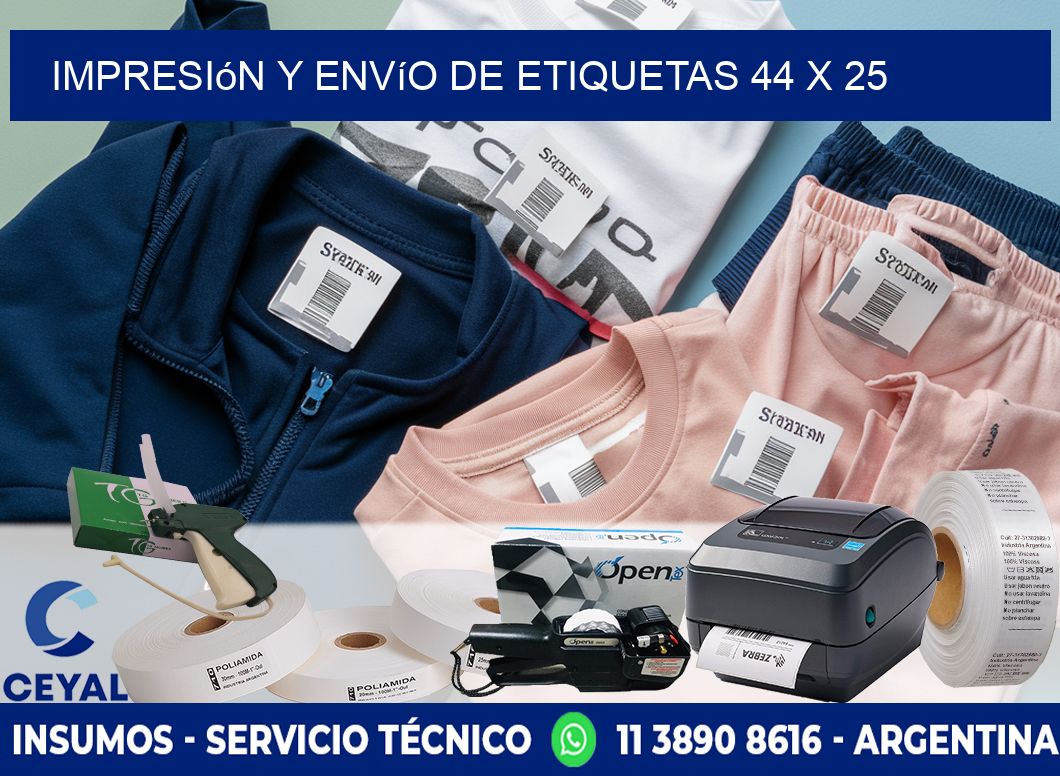 Impresión y envío de etiquetas 44 x 25