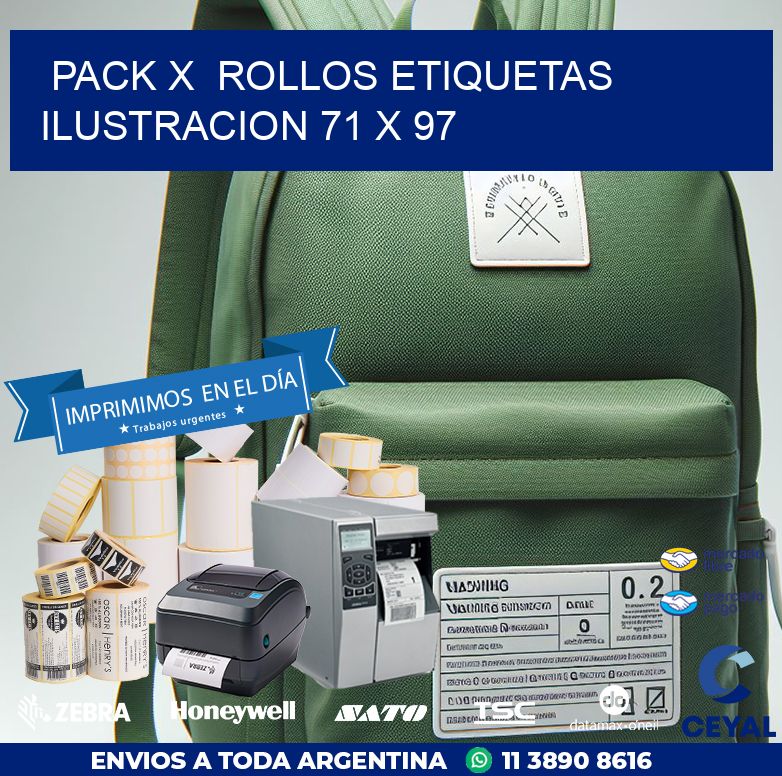 Pack X Rollos Etiquetas Ilustracion 71 x 97