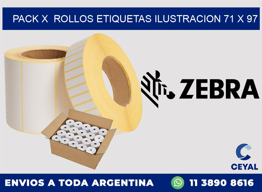 Pack X Rollos Etiquetas Ilustracion 71 x 97
