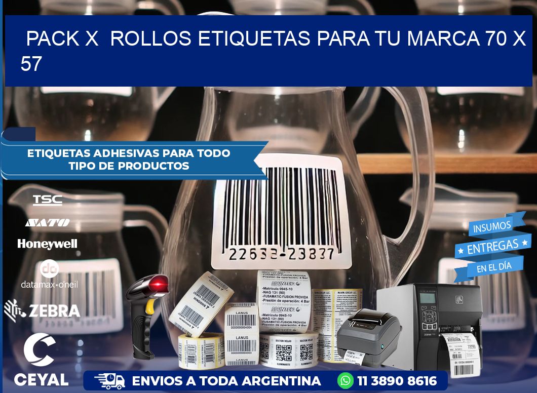 Pack X Rollos Etiquetas para tu marca 70 x 57