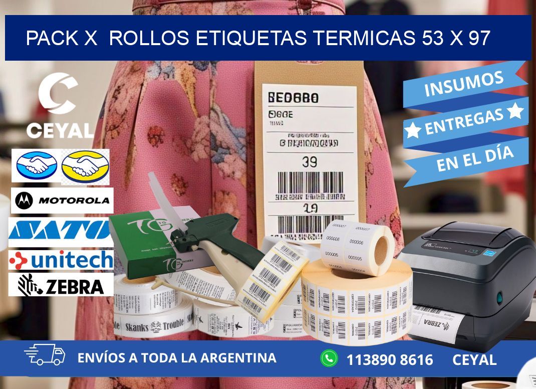Pack X Rollos Etiquetas termicas 53 x 97