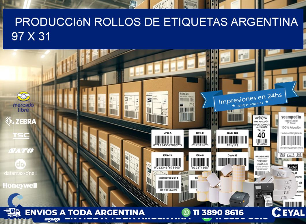 Producción ROLLOS DE ETIQUETAS ARGENTINA 97 x 31