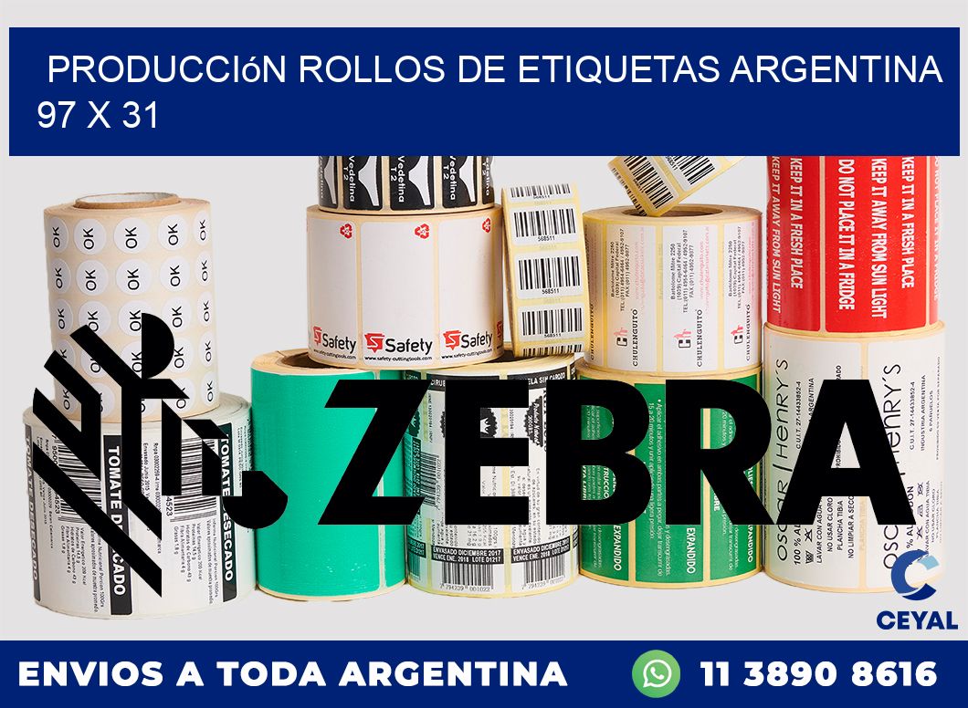 Producción ROLLOS DE ETIQUETAS ARGENTINA 97 x 31