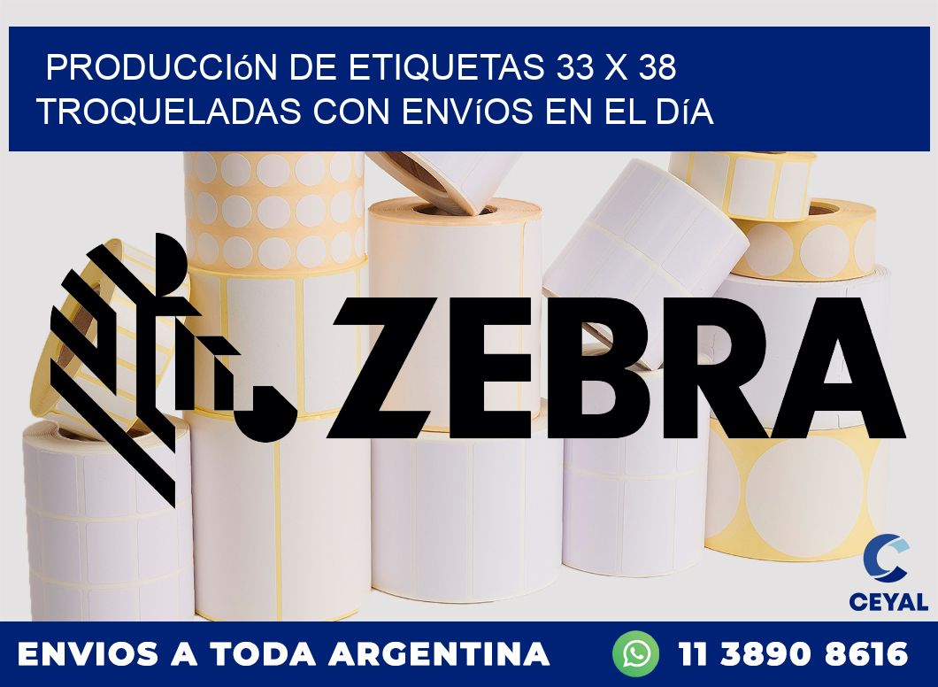 Producción de etiquetas 33 x 38 troqueladas con envíos en el día