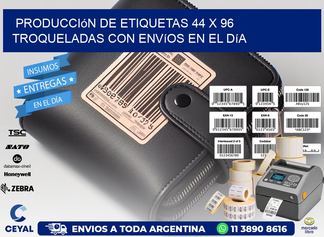 Producción de etiquetas 44 x 96 troqueladas con envíos en el día