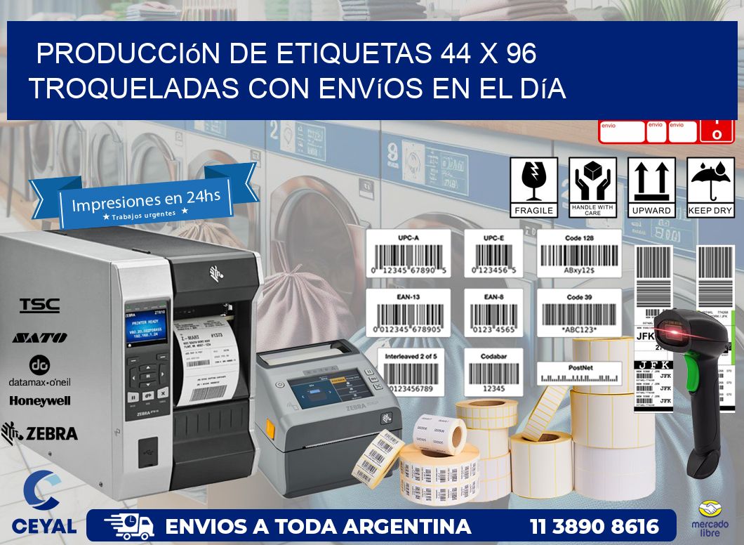 Producción de etiquetas 44 x 96 troqueladas con envíos en el día