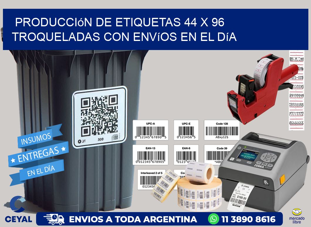 Producción de etiquetas 44 x 96 troqueladas con envíos en el día
