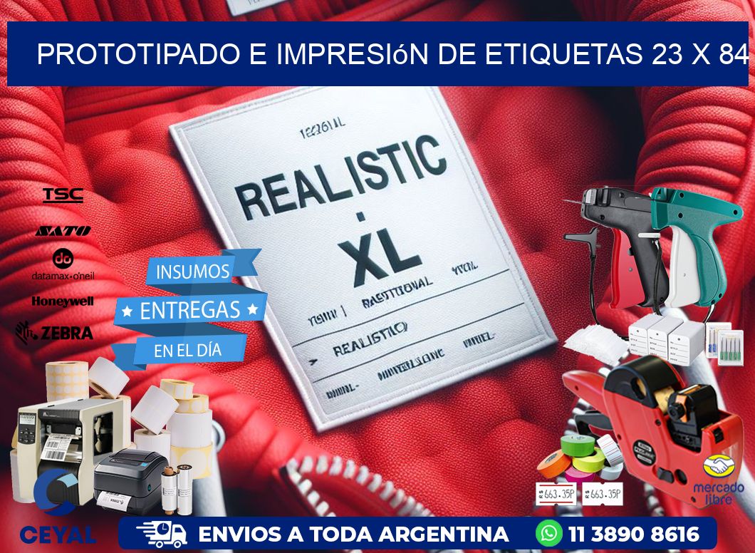 Prototipado e impresión de etiquetas 23 x 84