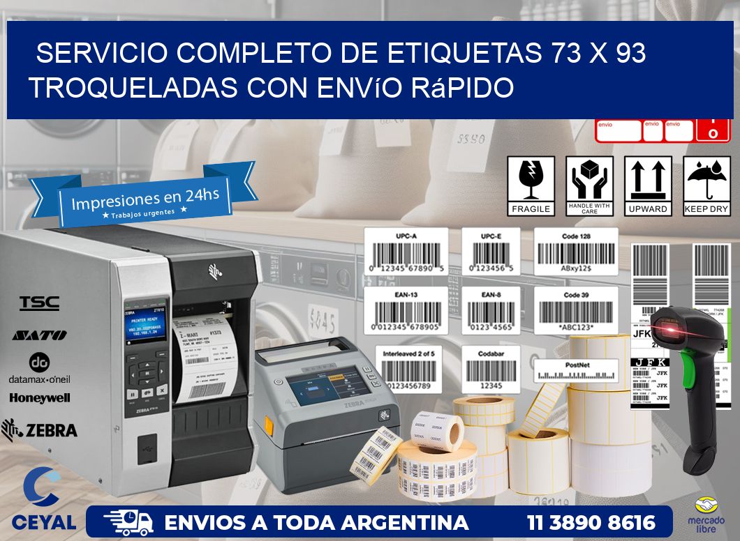 Servicio completo de etiquetas 73 x 93 troqueladas con envío rápido
