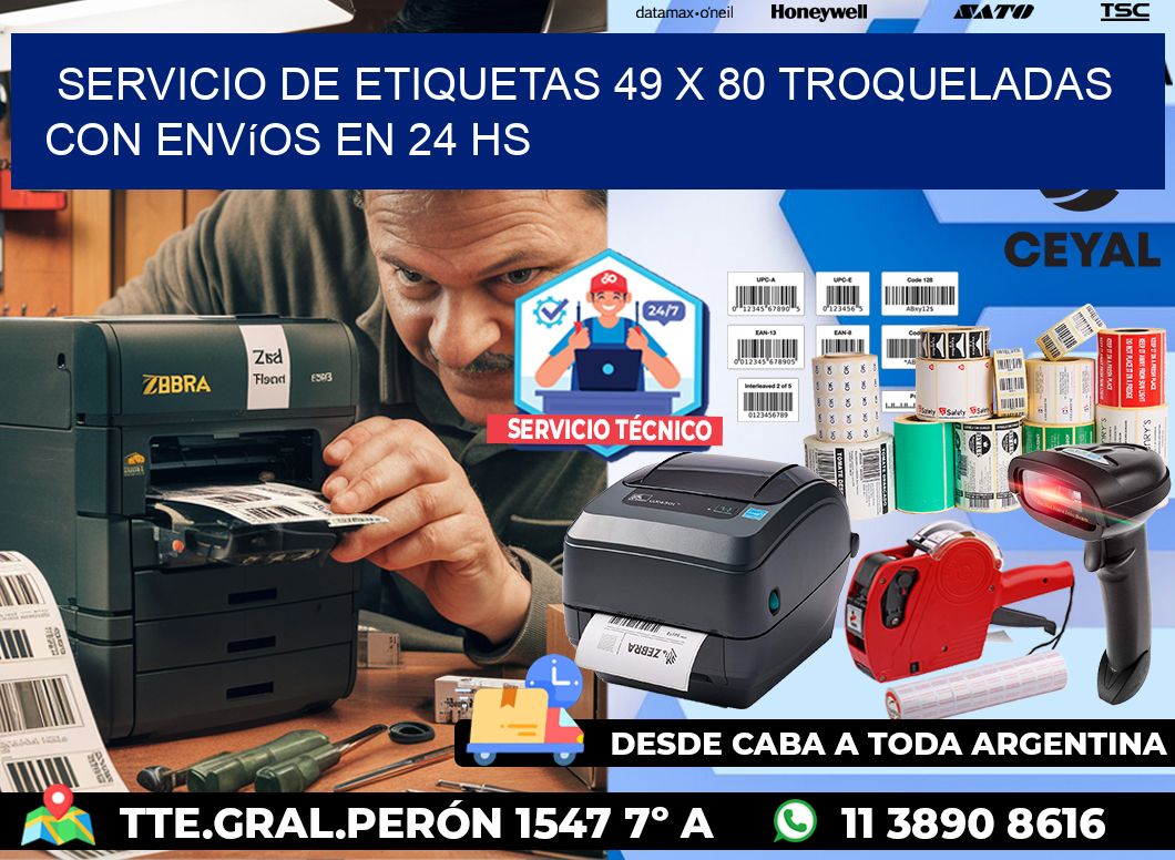 Servicio de etiquetas 49 x 80 troqueladas con envíos en 24 hs
