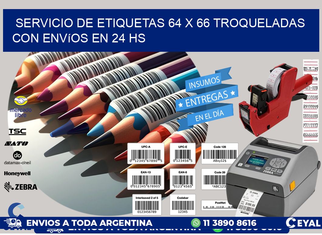 Servicio de etiquetas 64 x 66 troqueladas con envíos en 24 hs