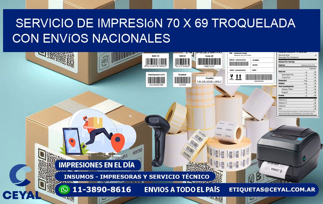 Servicio de impresión 70 x 69 troquelada con envíos nacionales