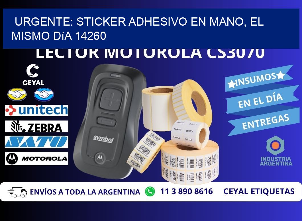 Urgente: Sticker adhesivo en Mano, el Mismo Día 14260