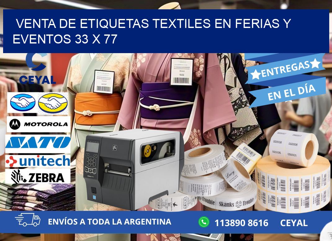 Venta de Etiquetas Textiles en Ferias y Eventos 33 x 77
