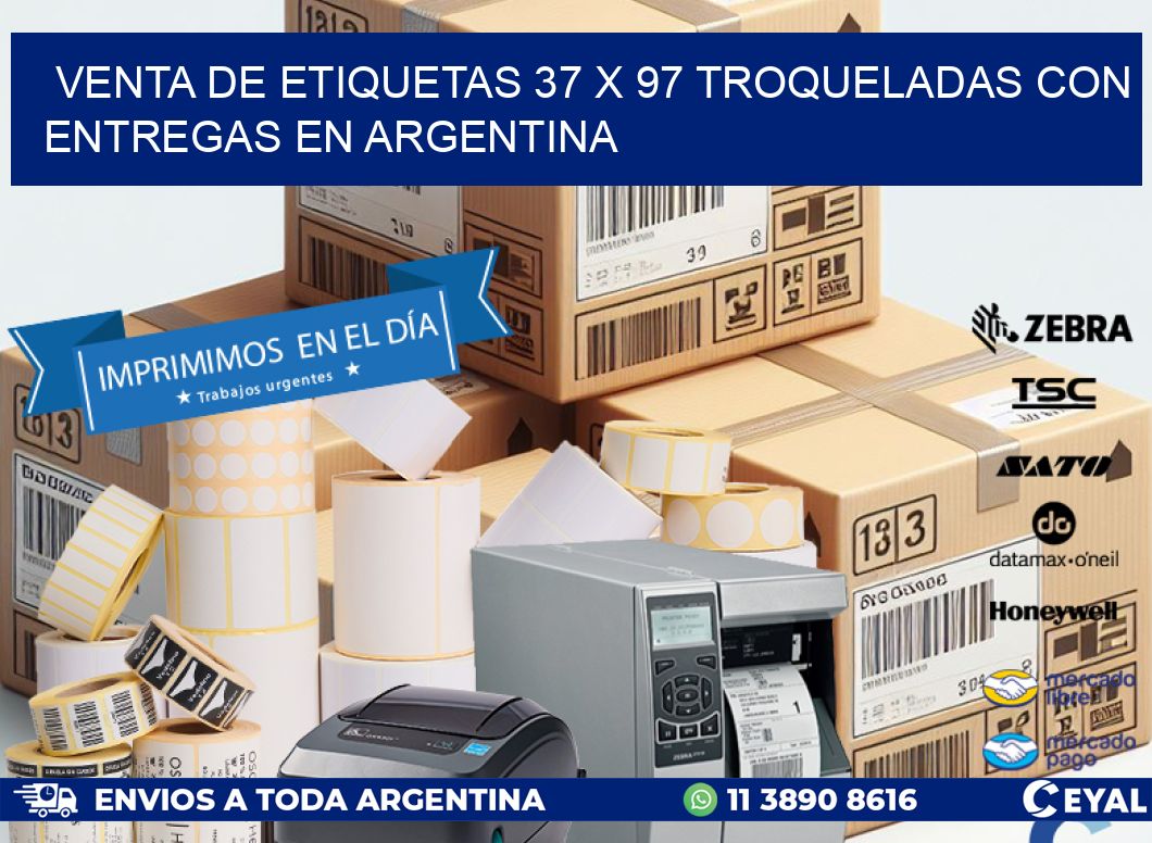 Venta de etiquetas 37 x 97 troqueladas con entregas en Argentina