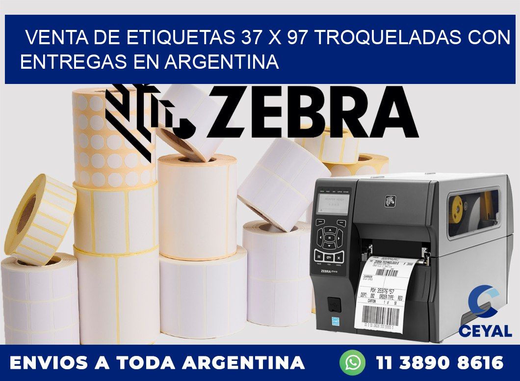 Venta de etiquetas 37 x 97 troqueladas con entregas en Argentina