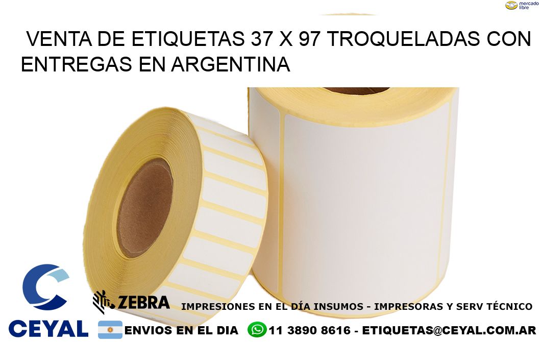 Venta de etiquetas 37 x 97 troqueladas con entregas en Argentina