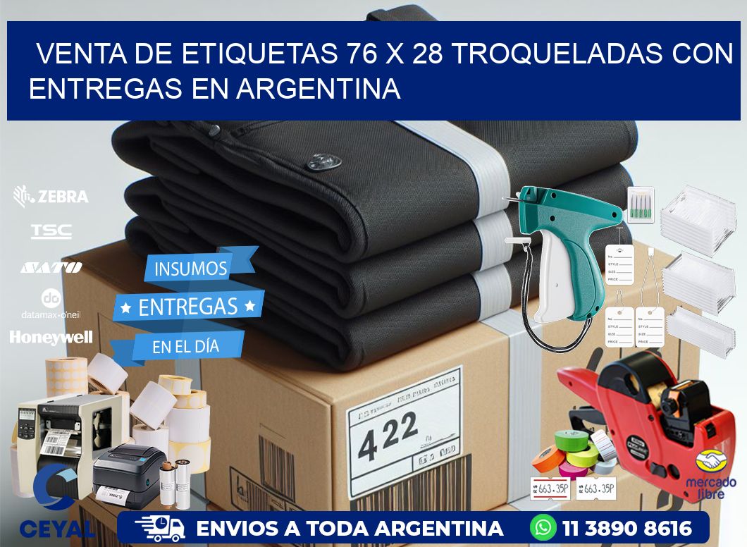 Venta de etiquetas 76 x 28 troqueladas con entregas en Argentina