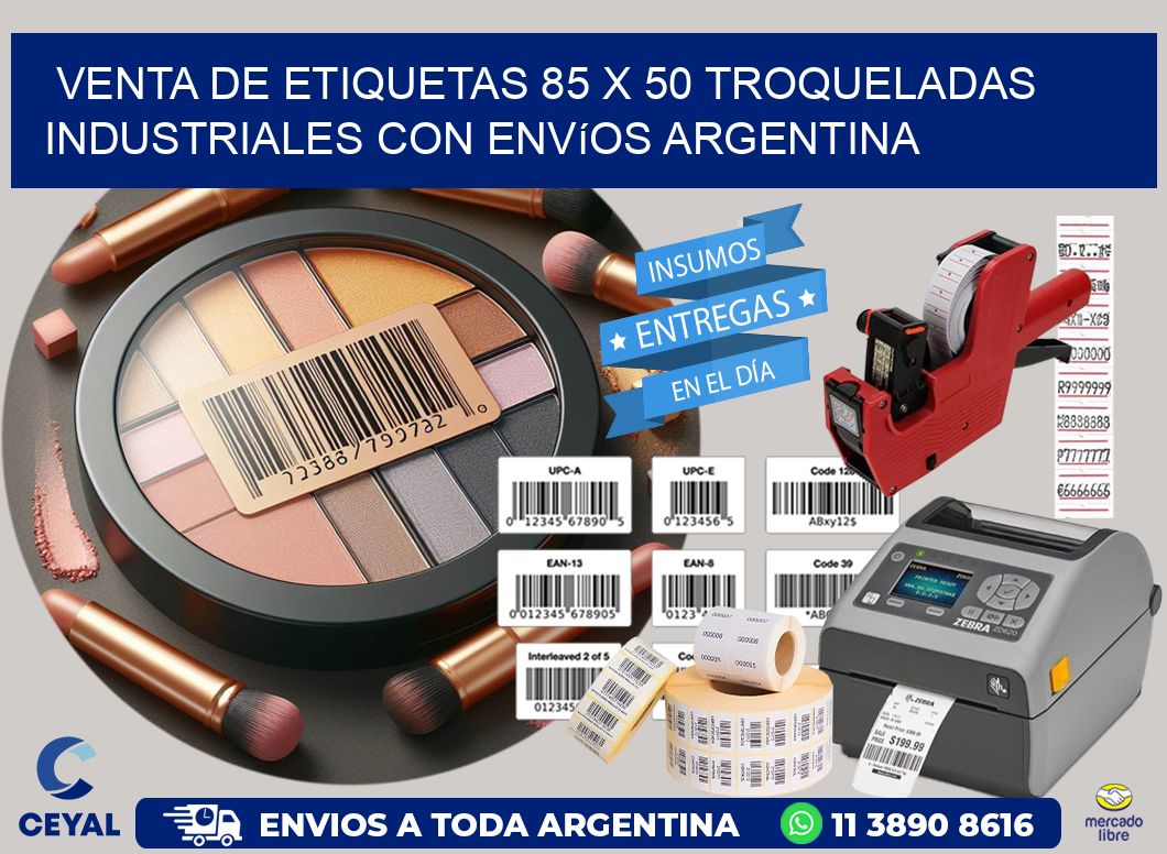 Venta de etiquetas 85 x 50 troqueladas industriales con envíos Argentina