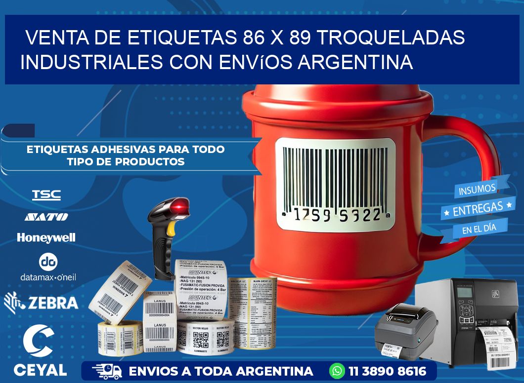 Venta de etiquetas 86 x 89 troqueladas industriales con envíos Argentina