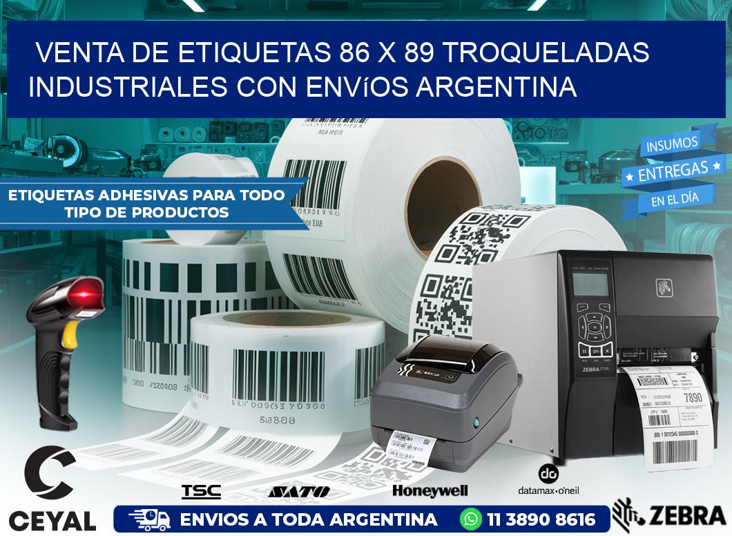 Venta de etiquetas 86 x 89 troqueladas industriales con envíos Argentina