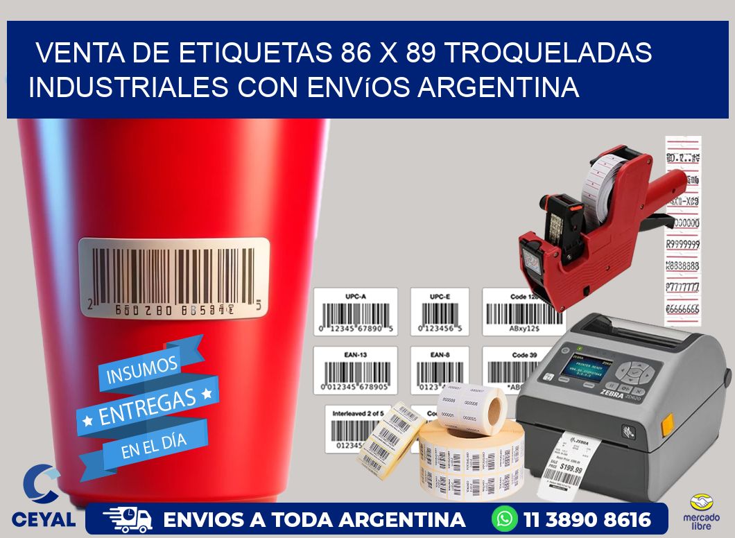 Venta de etiquetas 86 x 89 troqueladas industriales con envíos Argentina
