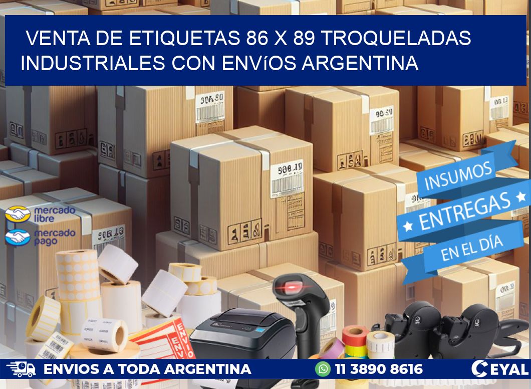 Venta de etiquetas 86 x 89 troqueladas industriales con envíos Argentina