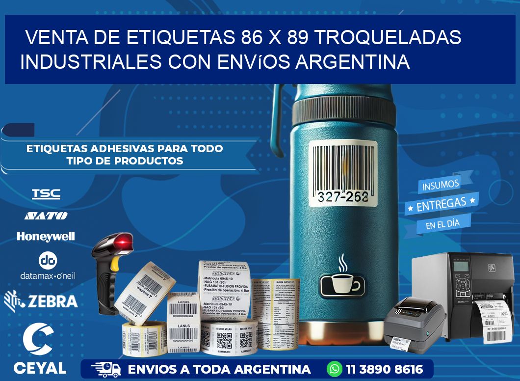 Venta de etiquetas 86 x 89 troqueladas industriales con envíos Argentina