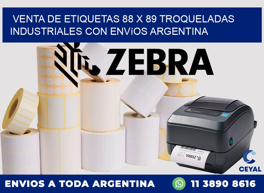 Venta de etiquetas 88 x 89 troqueladas industriales con envíos Argentina