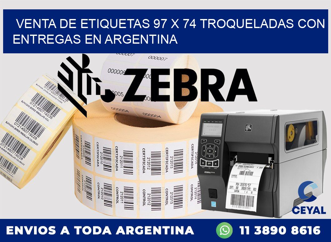 Venta de etiquetas 97 x 74 troqueladas con entregas en Argentina