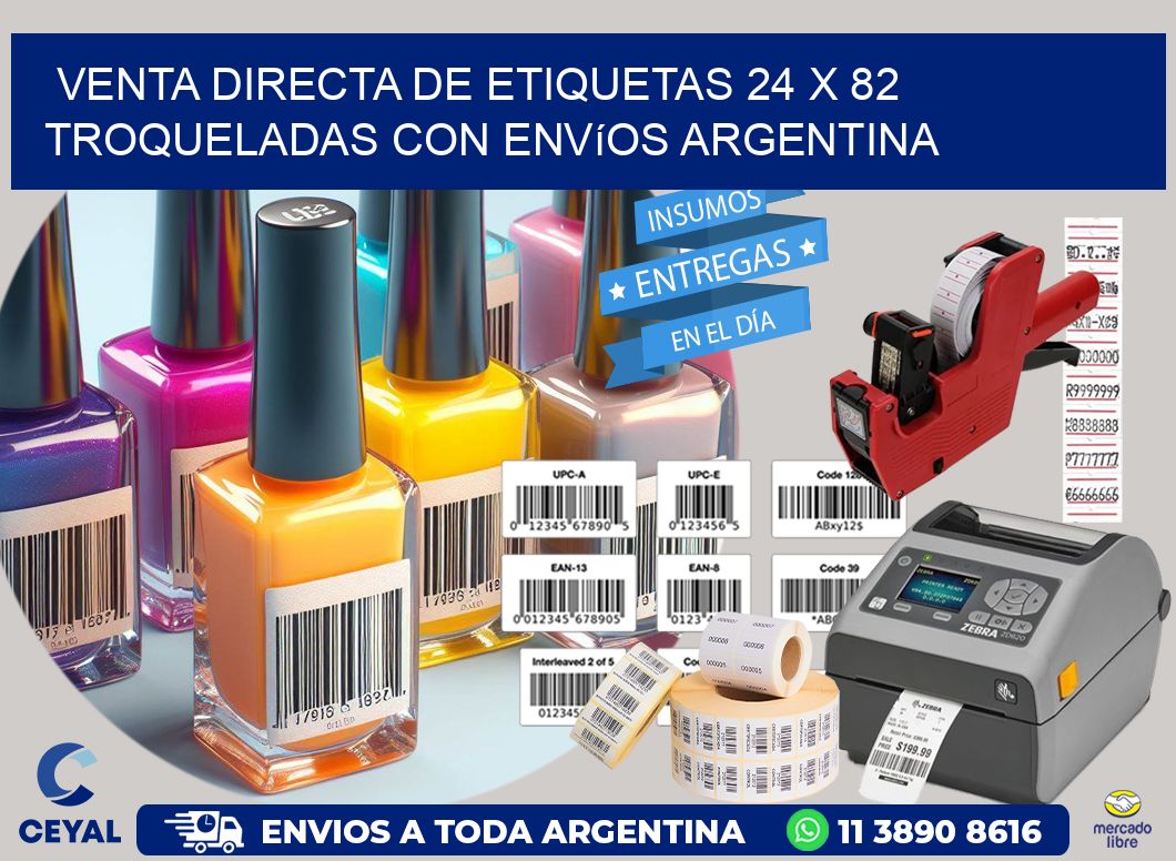 Venta directa de etiquetas 24 x 82 troqueladas con envíos Argentina