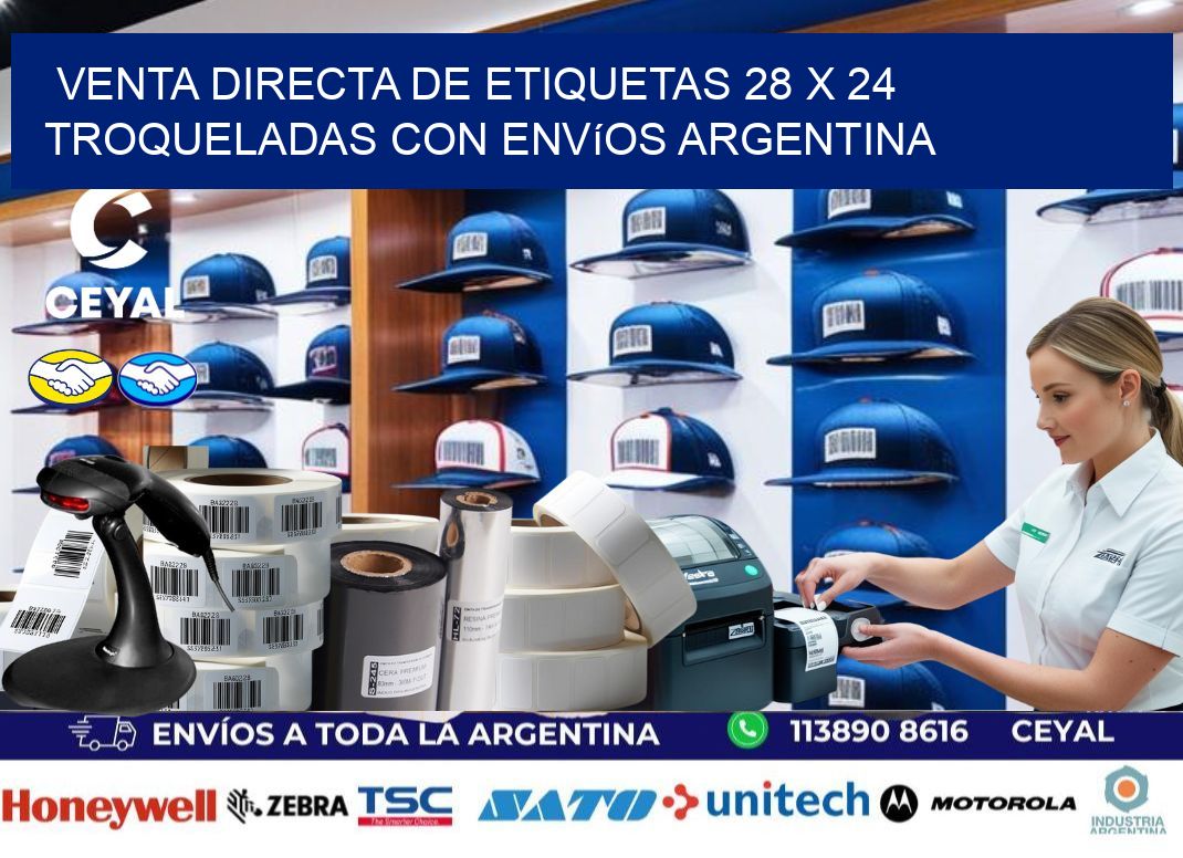 Venta directa de etiquetas 28 x 24 troqueladas con envíos Argentina